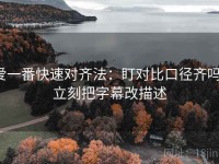 爱一番快速对齐法：盯对比口径齐吗，立刻把字幕改描述