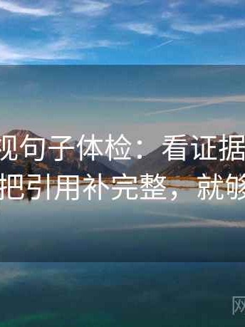 番茄影视句子体检：看证据够用吗，做把引用补完整，就够了