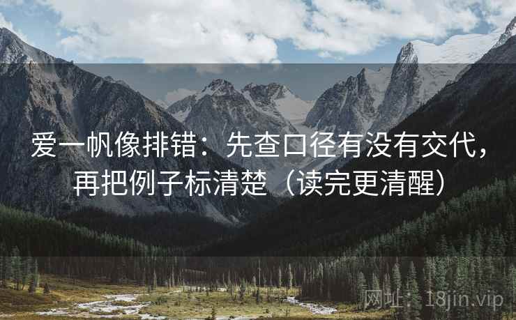 爱一帆像排错：先查口径有没有交代，再把例子标清楚（读完更清醒）
